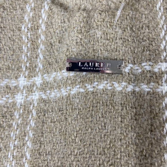 Lauren Ralph Lauren Womens Plaid Wrap Poncho‎ Cape Tan Acrylic One Size NEW - Picture 7 of 8